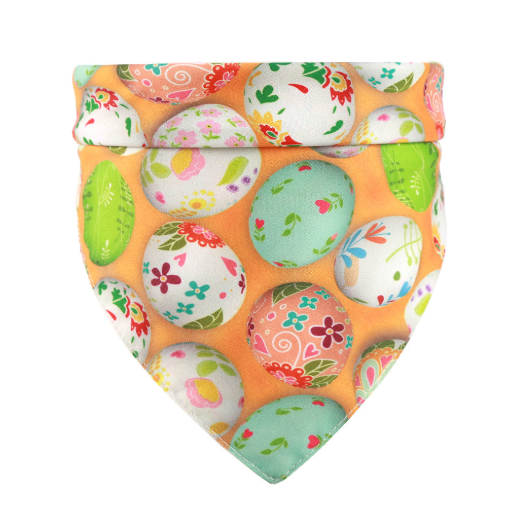 JMT-240586 Easter Bunny and Egg Scarf Pet Accessory for Dogs and Cats – Multi-Pattern Saliva Towel