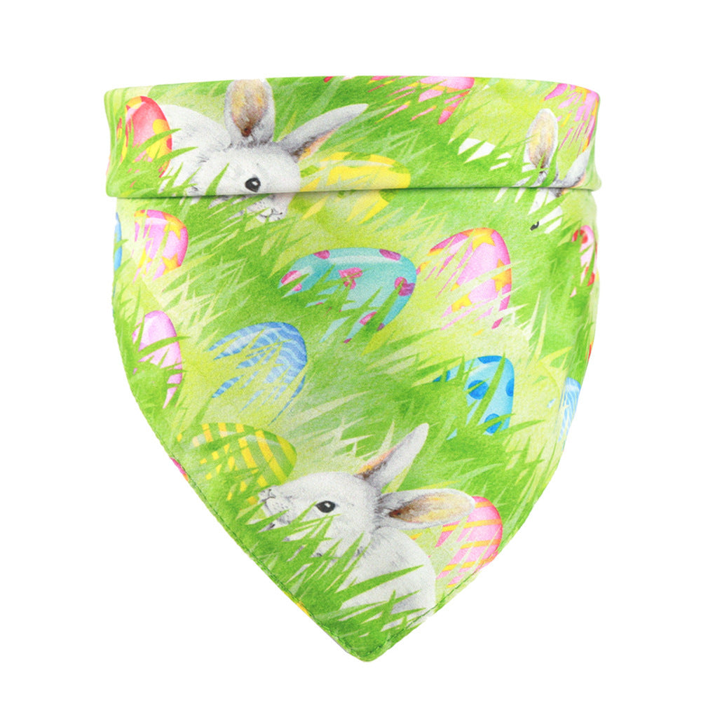 JMT-240586 Easter Bunny and Egg Scarf Pet Accessory for Dogs and Cats – Multi-Pattern Saliva Towel