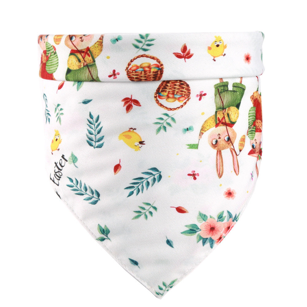 JMT-240586 Easter Bunny and Egg Scarf Pet Accessory for Dogs and Cats – Multi-Pattern Saliva Towel