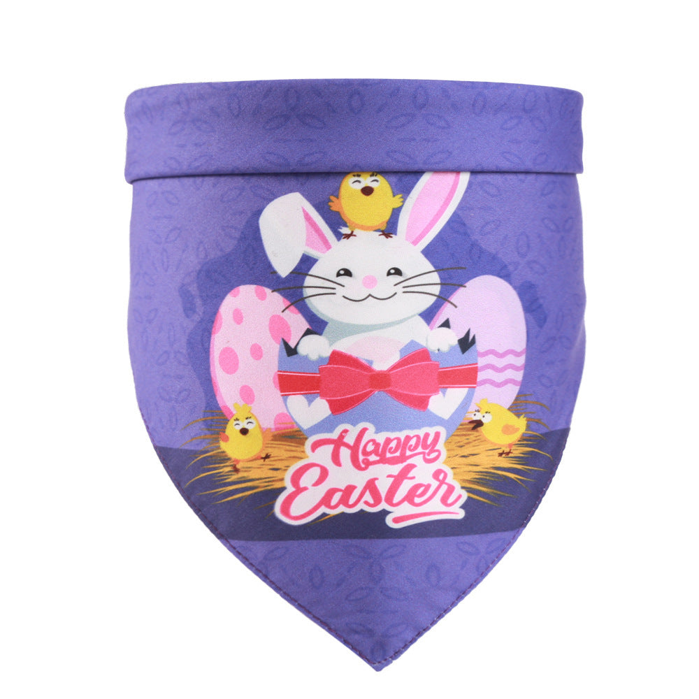 JMT-240586 Easter Bunny and Egg Scarf Pet Accessory for Dogs and Cats – Multi-Pattern Saliva Towel