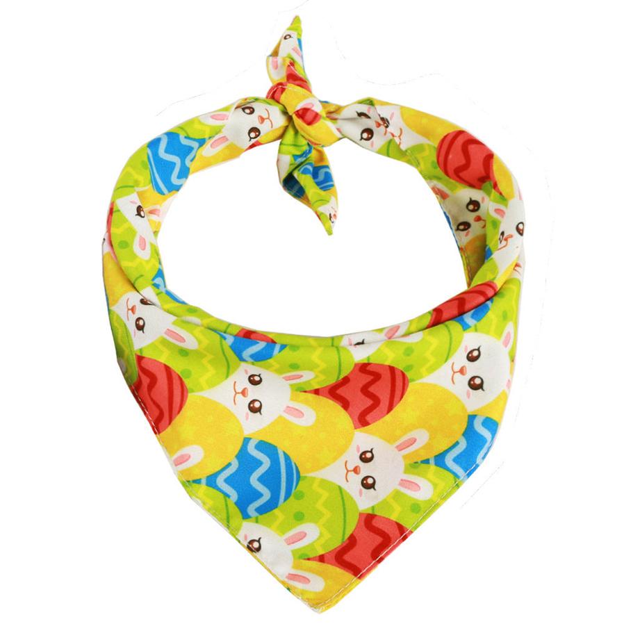 JMT-240586 Easter Bunny and Egg Scarf Pet Accessory for Dogs and Cats – Multi-Pattern Saliva Towel