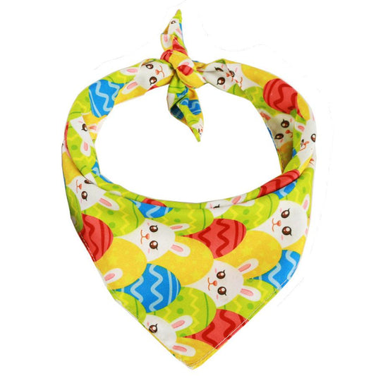 JMT-240586 Easter Bunny and Egg Scarf Pet Accessory for Dogs and Cats – Multi-Pattern Saliva Towel
