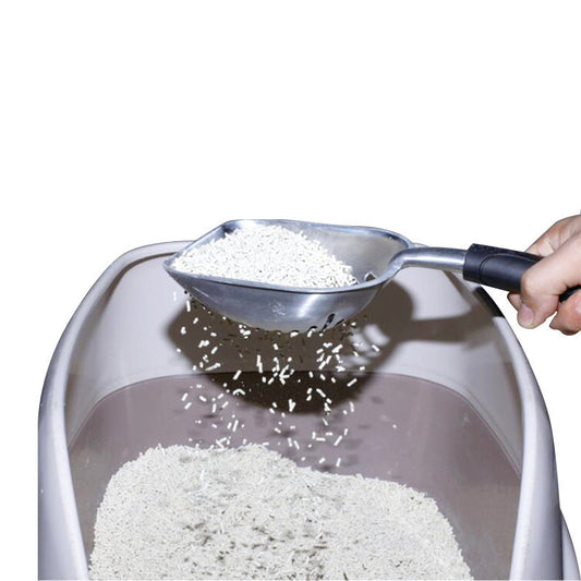 JMT-240842 Large Aluminum Alloy Cat Litter Shovel - Durable, Lightweight, Ergonomic Design, Gray/Black Color, 36x15.5x15.5x13.5cm