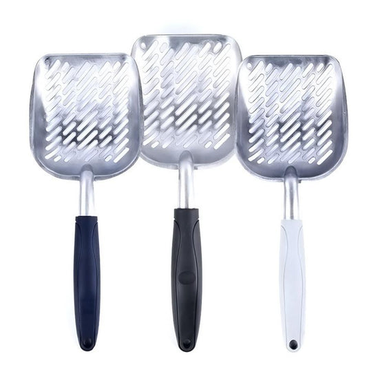 JMT-240842 Large Aluminum Alloy Cat Litter Shovel - Durable, Lightweight, Ergonomic Design, Gray/Black Color, 36x15.5x15.5x13.5cm