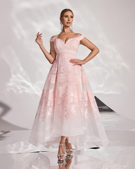 JMT-240906 Elegant Pink Evening Dress with Subtle Detailing - SH0166