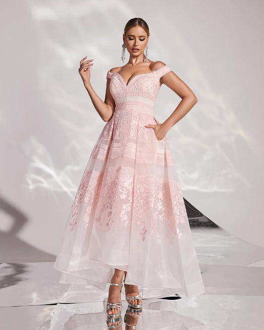 JMT-240906 Elegant Pink Evening Dress with Subtle Detailing - SH0166