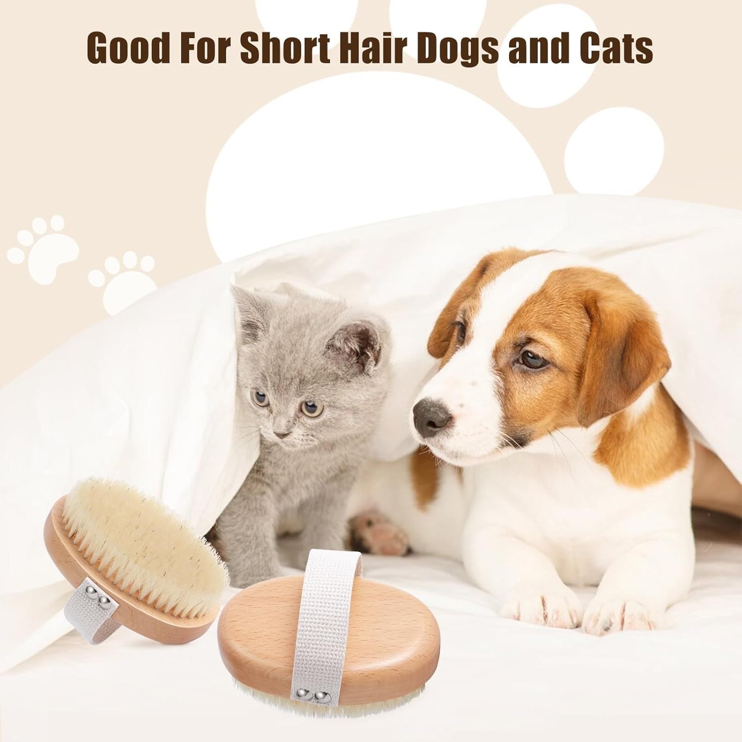 JMT-240906 Ergonomic Soft Boar Bristle Pet Brush for Short Haired Dogs and Cats, Reduces Shedding, Gentle on Skin