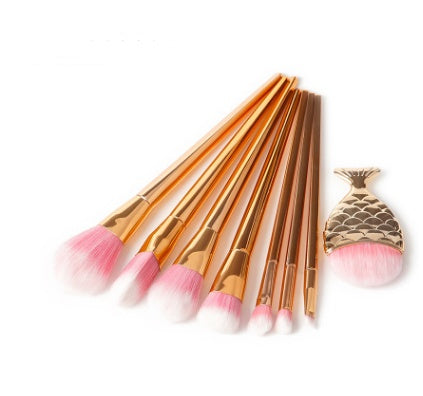 JMT-241098 Mermaid and Diamond Makeup Brush Set with 12 Nylon Brushes in Rose Gold and Colorful Designs