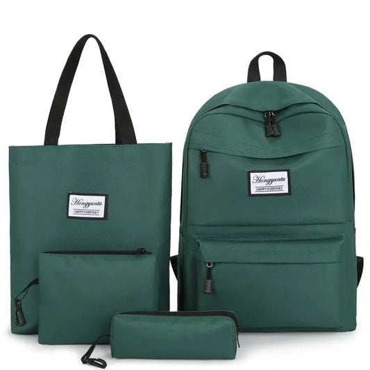 JMT-241226 Large Capacity Girls' Canvas Backpack Set - 4 Pieces, Suitable for Daily and School Use, Fits Up to 15.6-inch Laptop, Multiple Colours Available