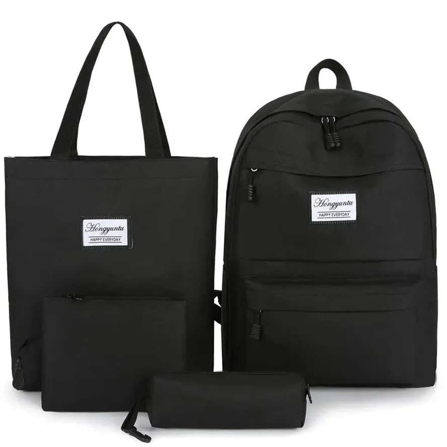 JMT-241226 Large Capacity Girls' Canvas Backpack Set - 4 Pieces, Suitable for Daily and School Use, Fits Up to 15.6-inch Laptop, Multiple Colours Available