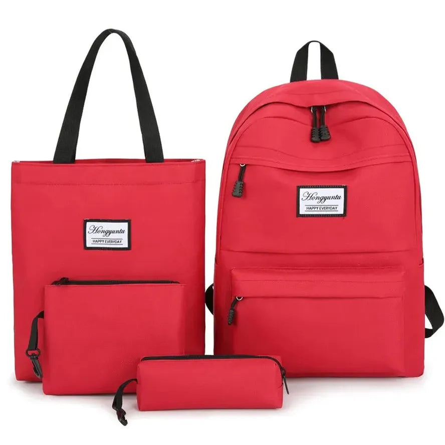 JMT-241226 Large Capacity Girls' Canvas Backpack Set - 4 Pieces, Suitable for Daily and School Use, Fits Up to 15.6-inch Laptop, Multiple Colours Available
