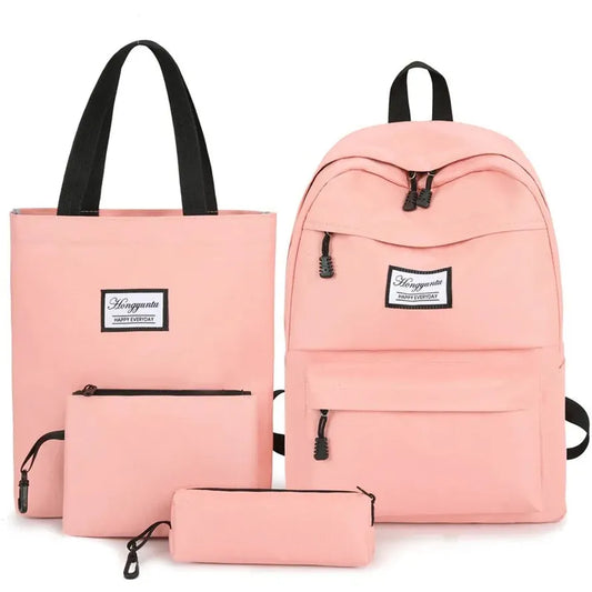 JMT-241226 Large Capacity Girls' Canvas Backpack Set - 4 Pieces, Suitable for Daily and School Use, Fits Up to 15.6-inch Laptop, Multiple Colours Available