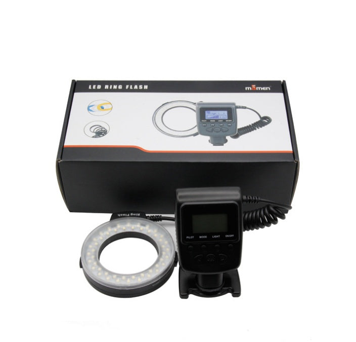 JMT-241354 Ring Flash with LCD Display for Macro Photography - Adjustable Brightness, 8 Adapter Rings, 4 Color Diffusers
