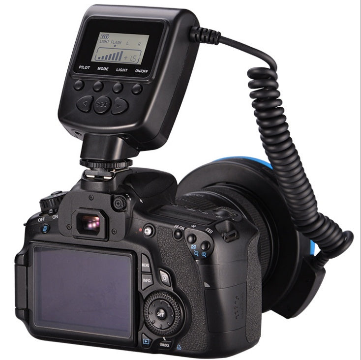 JMT-241354 Ring Flash with LCD Display for Macro Photography - Adjustable Brightness, 8 Adapter Rings, 4 Color Diffusers