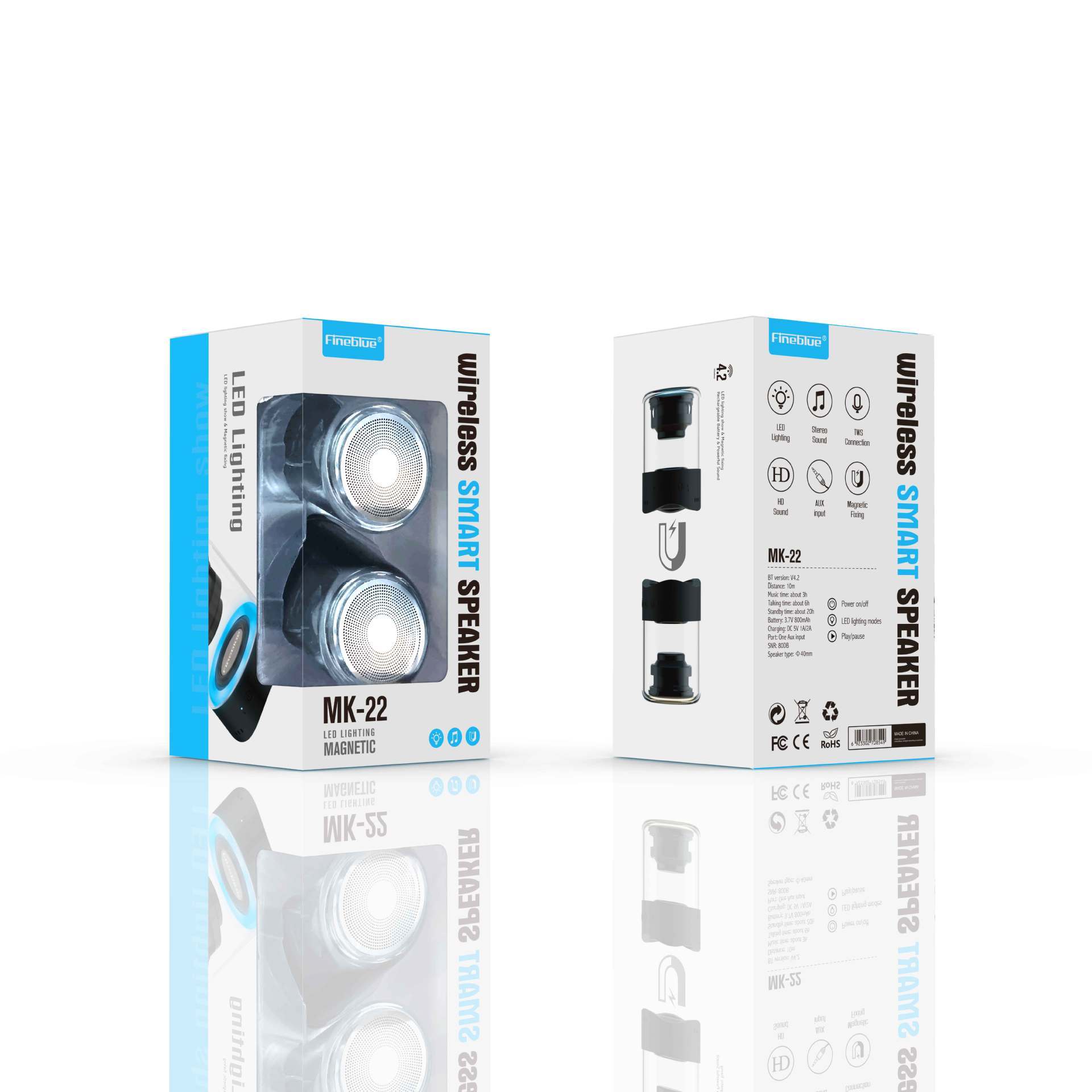 JMT-241994 TWS Magnetic Bluetooth Speaker with 800mAh Battery, Waterproof and Dustproof Design, 6-Hour Playtime, Dual Speakers