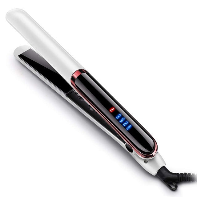 JMT-242122 Gold Ceramic Hair Straightener with LED Display, Adjustable Temperature for Wet and Dry Hair, 21mm-30mm Curling Iron