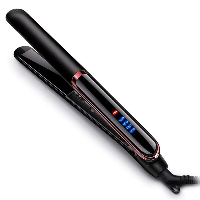 JMT-242122 Gold Ceramic Hair Straightener with LED Display, Adjustable Temperature for Wet and Dry Hair, 21mm-30mm Curling Iron