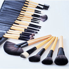 JMT-242250 24-Piece Wooden Handle Makeup Brush Set with High-Grade Animal Hair Bristles