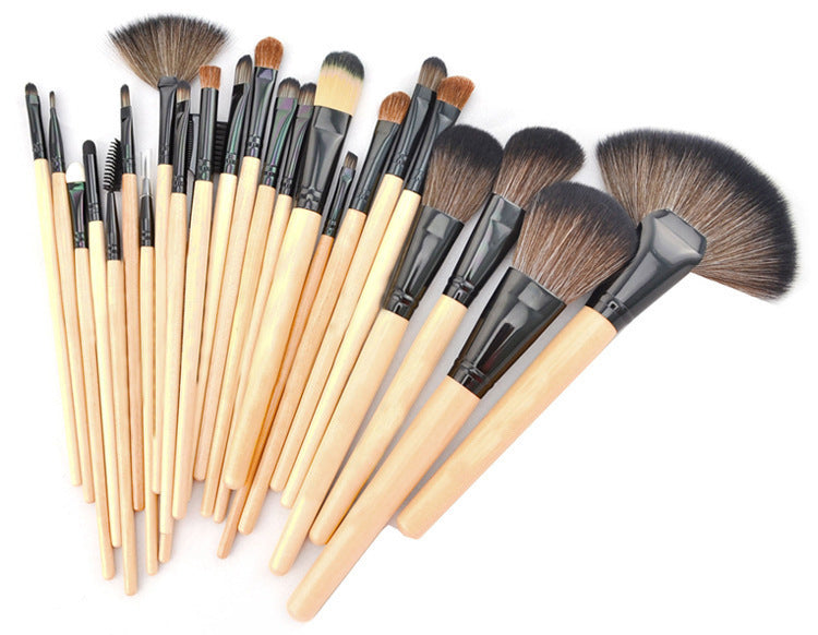 JMT-242250 24-Piece Wooden Handle Makeup Brush Set with High-Grade Animal Hair Bristles
