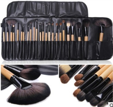 JMT-242250 24-Piece Wooden Handle Makeup Brush Set with High-Grade Animal Hair Bristles