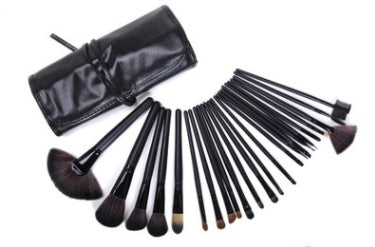 JMT-242250 24-Piece Wooden Handle Makeup Brush Set with High-Grade Animal Hair Bristles