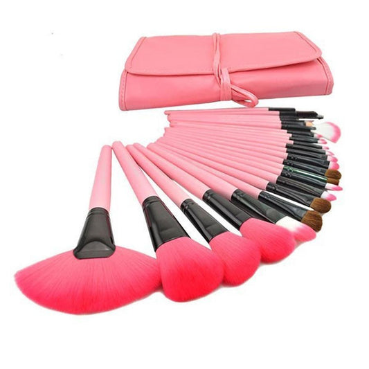 JMT-242250 24-Piece Wooden Handle Makeup Brush Set with High-Grade Animal Hair Bristles