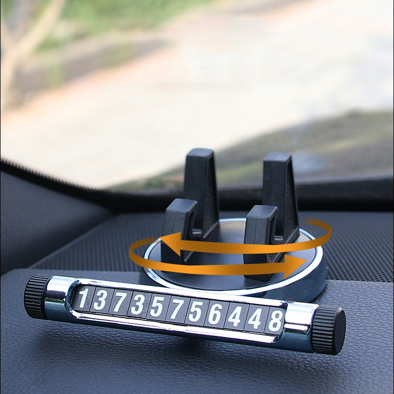 JMT-242826 Universal Multifunctional Car Phone Holder with Luminous Parking Number Plate, ABS and Silicone Design