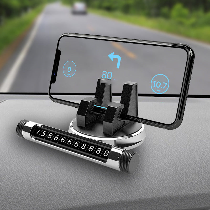 JMT-242826 Universal Multifunctional Car Phone Holder with Luminous Parking Number Plate, ABS and Silicone Design