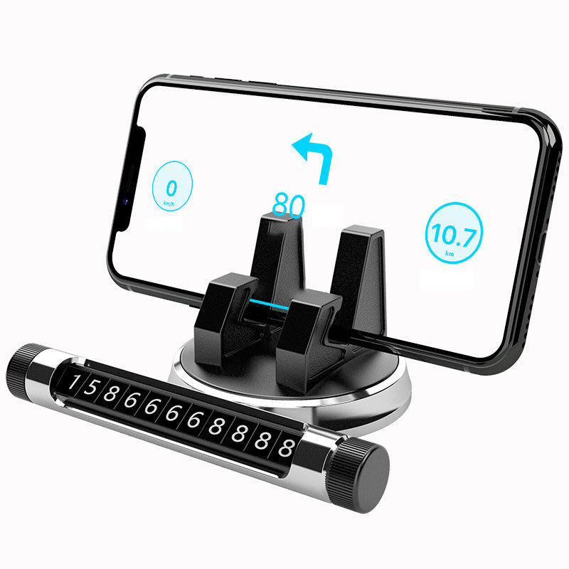 JMT-242826 Universal Multifunctional Car Phone Holder with Luminous Parking Number Plate, ABS and Silicone Design