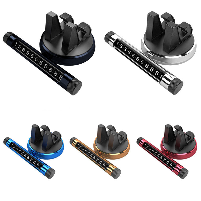 JMT-242826 Universal Multifunctional Car Phone Holder with Luminous Parking Number Plate, ABS and Silicone Design