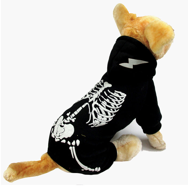 JMT-242890 Luminous Skeleton Print Black Dog Sweater for Halloween - Size S, M, L, XL