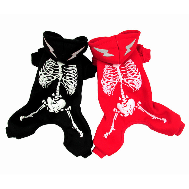 JMT-242890 Luminous Skeleton Print Black Dog Sweater for Halloween - Size S, M, L, XL