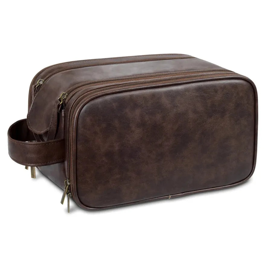 JMT-243018 Large Capacity PU Leather Men's Toiletry Bag - Retro Multifunctional Travel Storage