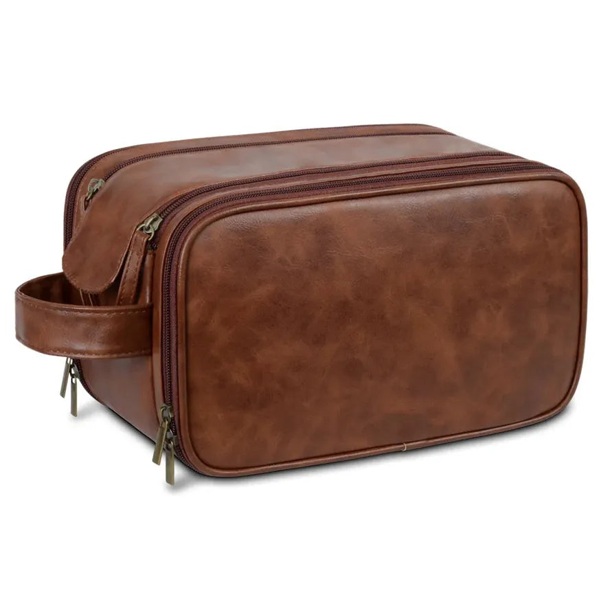 JMT-243018 Large Capacity PU Leather Men's Toiletry Bag - Retro Multifunctional Travel Storage