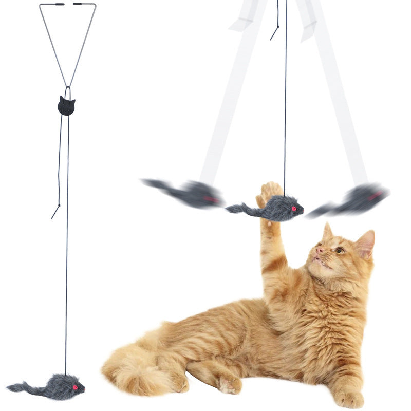 JMT-243274 Adjustable Elastic Cord Cat Toy with Triangle Hook for Door Hanging Fun