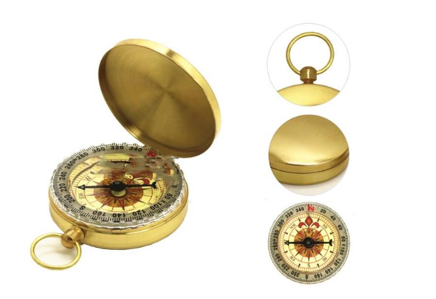 JMT-244170 Copper Pocket Watch Compass - Metal Flip Outdoor Navigation Tool