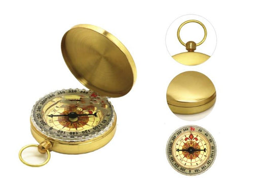 JMT-244170 Copper Pocket Watch Compass - Metal Flip Outdoor Navigation Tool