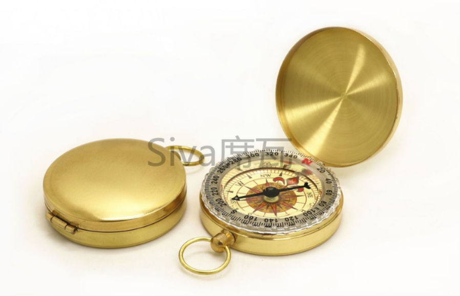 JMT-244170 Copper Pocket Watch Compass - Metal Flip Outdoor Navigation Tool
