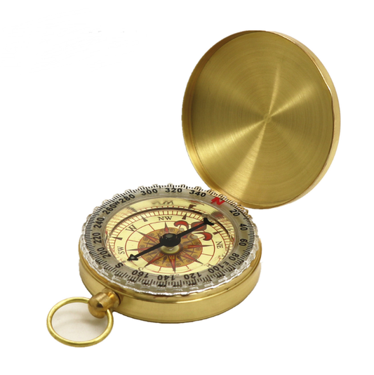 JMT-244170 Copper Pocket Watch Compass - Metal Flip Outdoor Navigation Tool