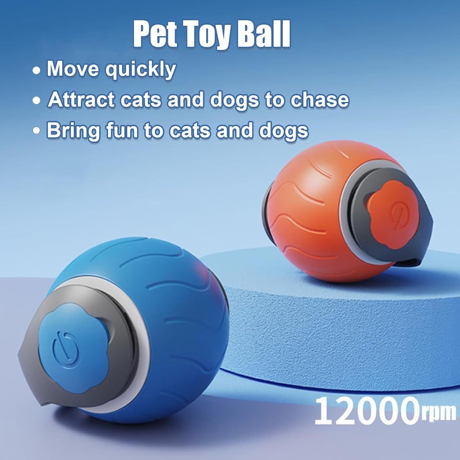 JMT-244426 Interactive Cat Ball Toy with Dual Speed Adjustment & USB Rechargeable Battery for Indoor Play