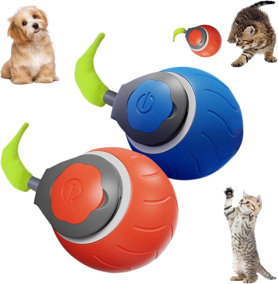 JMT-244426 Interactive Cat Ball Toy with Dual Speed Adjustment & USB Rechargeable Battery for Indoor Play