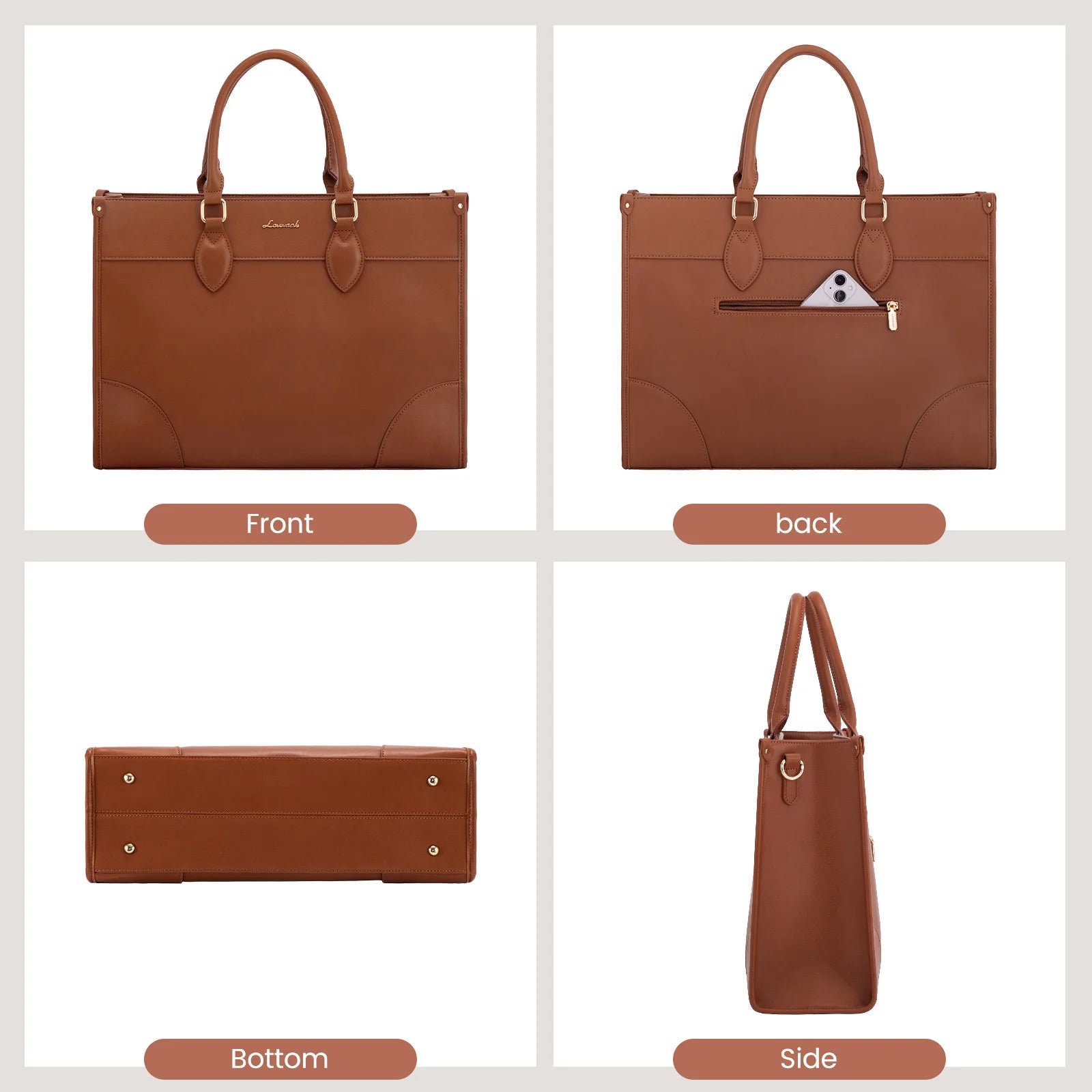 JMT-245002 Functional 15.6 Inch Leather Laptop Tote Bag Set for Women - Waterproof Office Shoulder Handbags