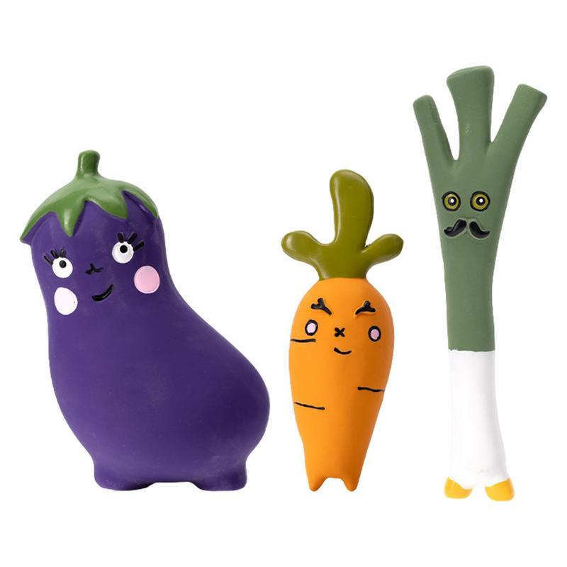 JMT-245258 Cartoon Vegetable Dog Chew Toys - Latex Onion and Eggplant Teething Toy for Puppies, Durable and Reusable