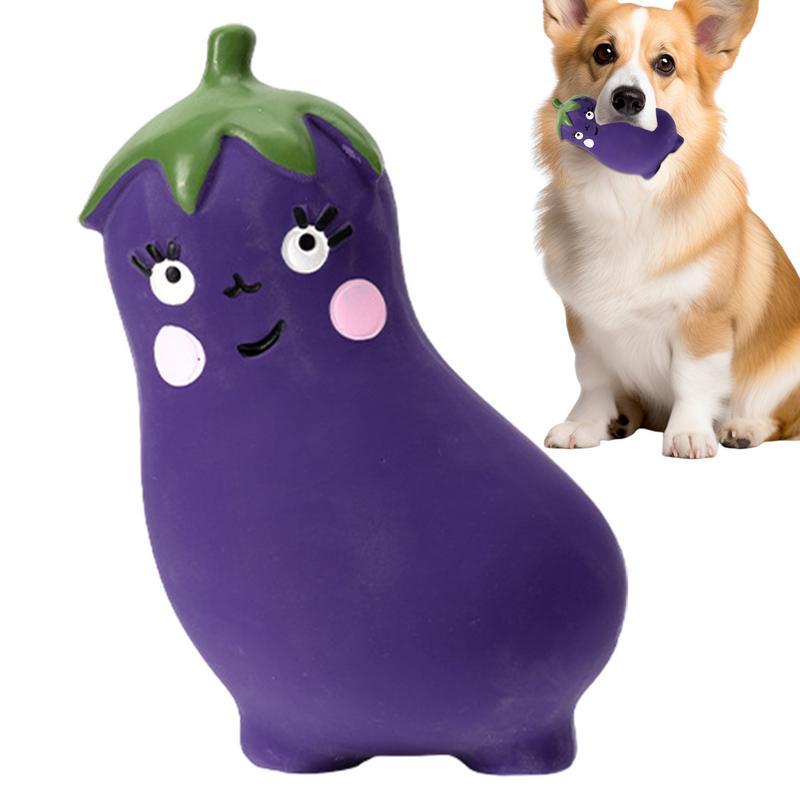 JMT-245258 Cartoon Vegetable Dog Chew Toys - Latex Onion and Eggplant Teething Toy for Puppies, Durable and Reusable
