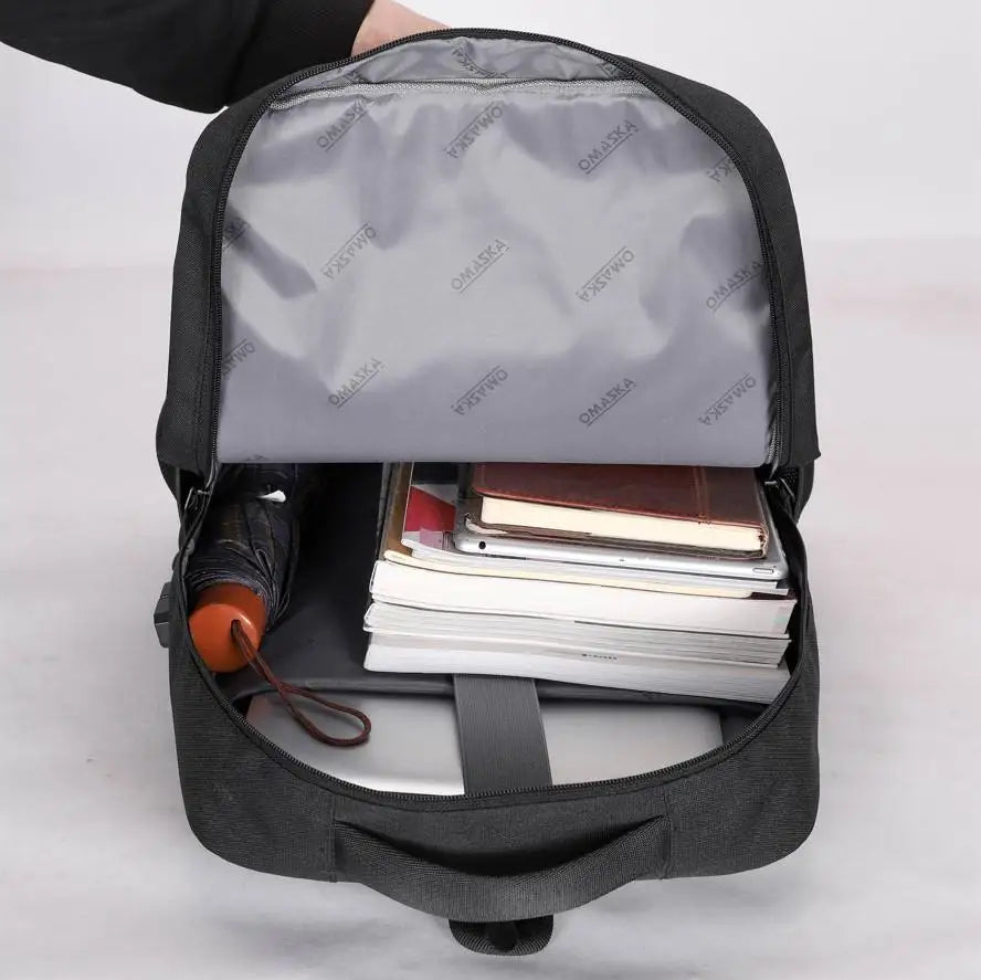 JMT-245450 17-Inch Waterproof Nylon Laptop Backpack with USB Charging Port for Men