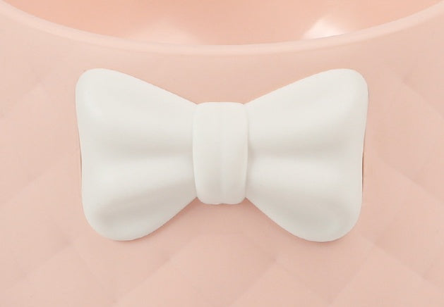 JMT-245450 Bow Rhombus Cat Bowl in Pink, Green, Grey, and Mixed Colors - Durable PP Material