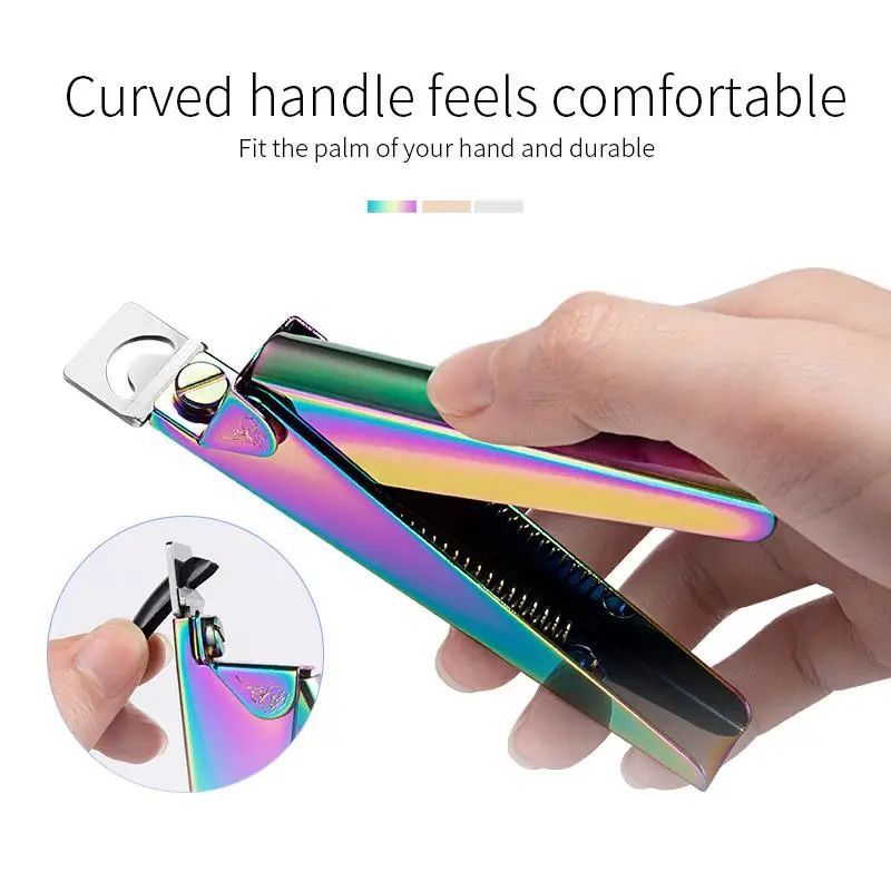 JMT-245514 Stainless Steel U-Shaped Nail Clipper for Gel and False Nails in Rainbow Gold and Silver Finish