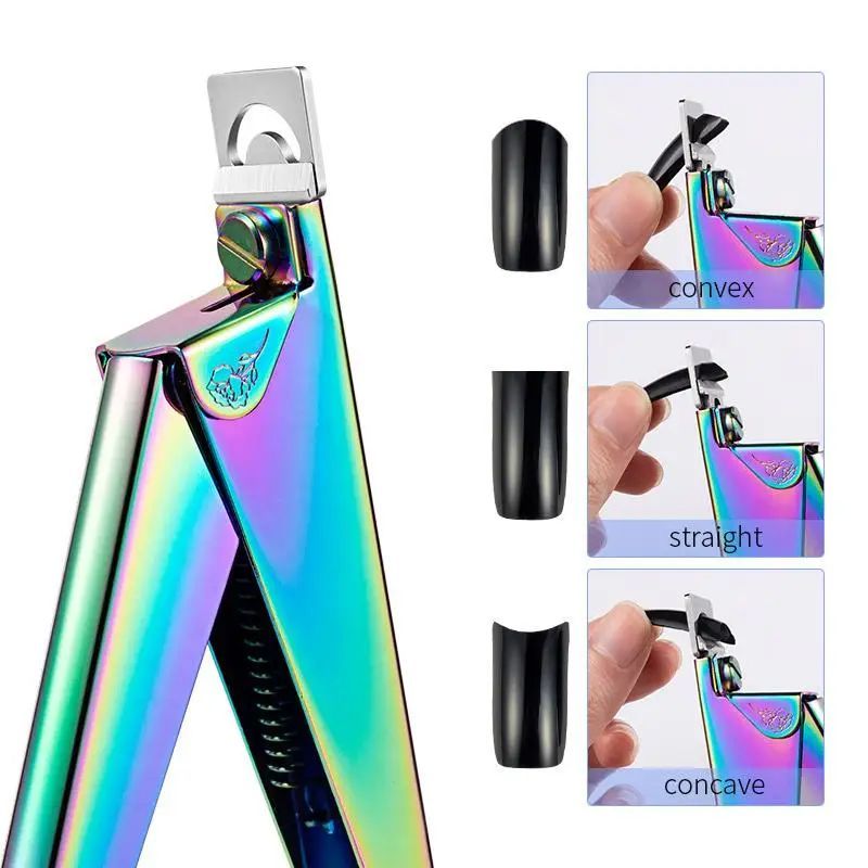 JMT-245514 Stainless Steel U-Shaped Nail Clipper for Gel and False Nails in Rainbow Gold and Silver Finish