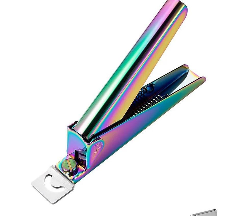 JMT-245514 Stainless Steel U-Shaped Nail Clipper for Gel and False Nails in Rainbow Gold and Silver Finish