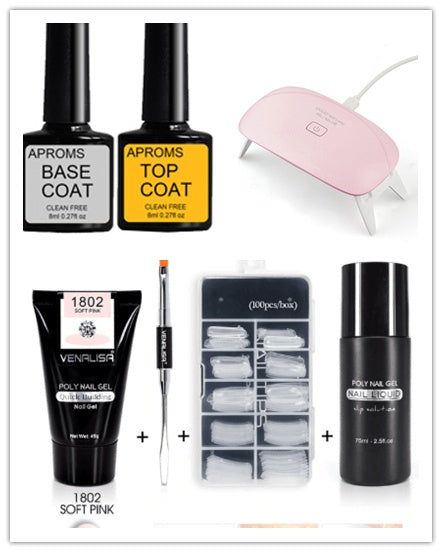 JMT-245578 Poly Nail Gel Kit for Nail Extension and Design - 45g Transparent Jelly Gel and 100 Nail Tips